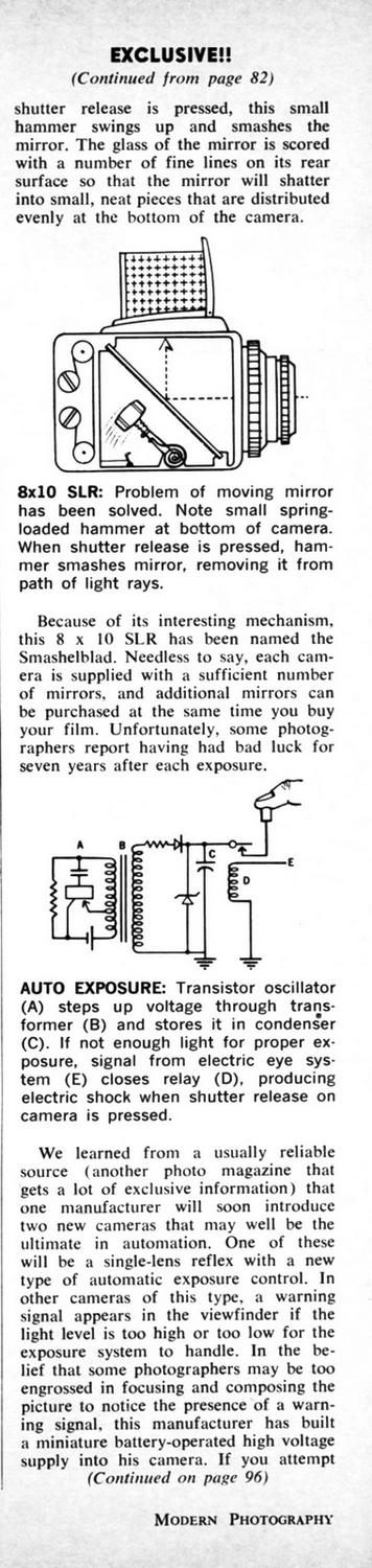 An April Fool's article by Tony Karp that was published in the April, 1966 issue of Modern Photography. - A blast from the past - Tony Karp, design, art, photography, techno-impressionist, techno-impressionism, aerial photography , drone , drones , dji , mavic pro , video , 3D printing - Books -