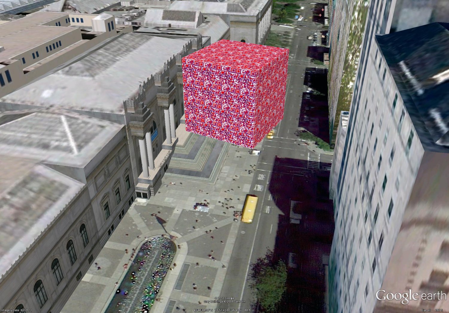 - The Borg QR cube makes it to the Big Apple, landing in front of the Metropolitan Museum. -  - Art and the Zen of QR Codes - QaRt - making art from QR codes. - Tony Karp, design, art, photography, techno-impressionist, techno-impressionism, aerial photography , drone , drones , dji , mavic pro , video , 3D printing - Books -