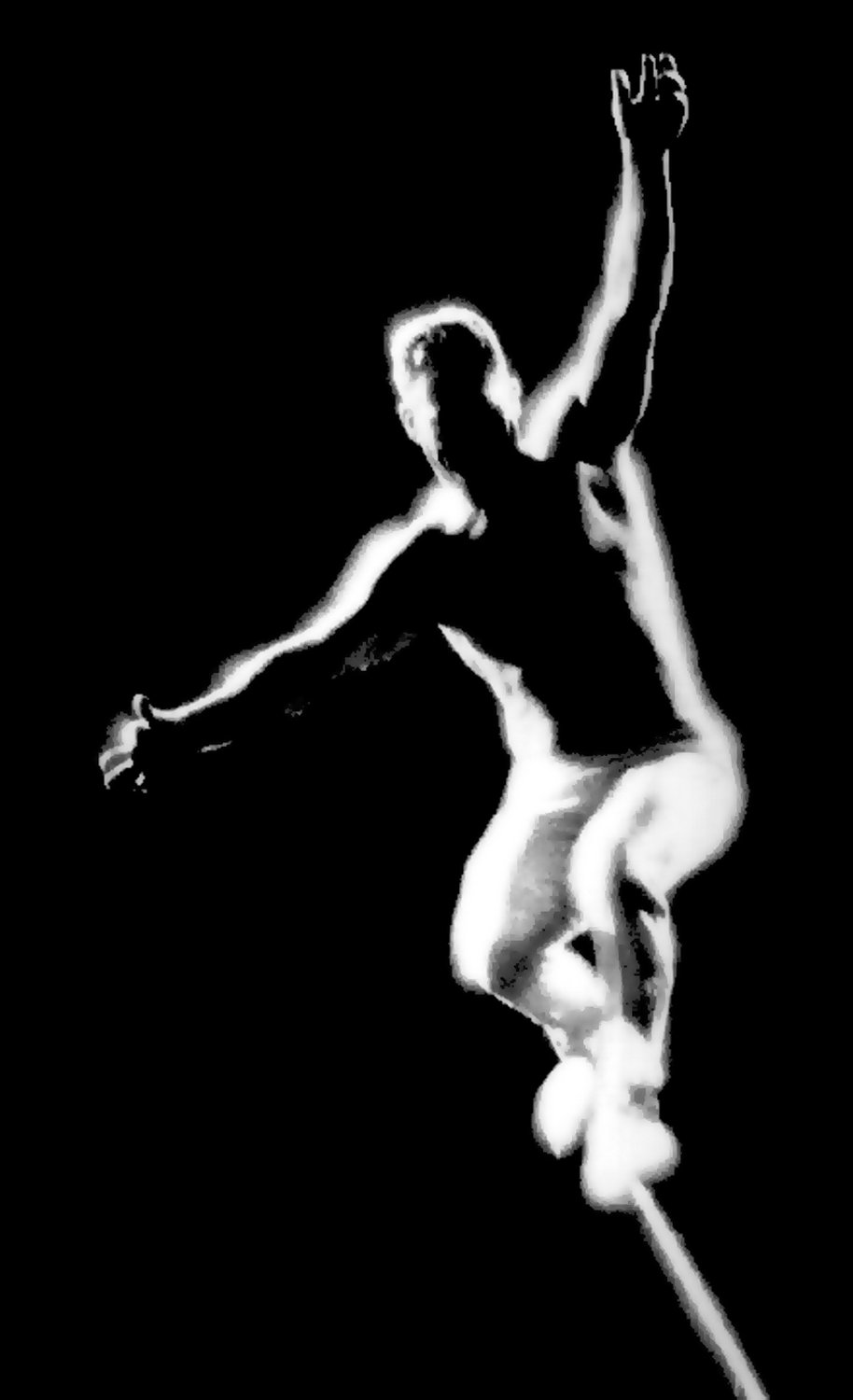  - The Great Alzana walks a tightrope angled 45 degrees to the ground. - Leo Stashin. Circus, Ringling Bros. Barnum and Bailey, Madison Square Garden, tightrope, trapeze. Alzana, black and white - Tony Karp, design, art, photography, techno-impressionist, techno-impressionism, aerial photography , drone , drones , dji , mavic pro , video , 3D printing - Books -