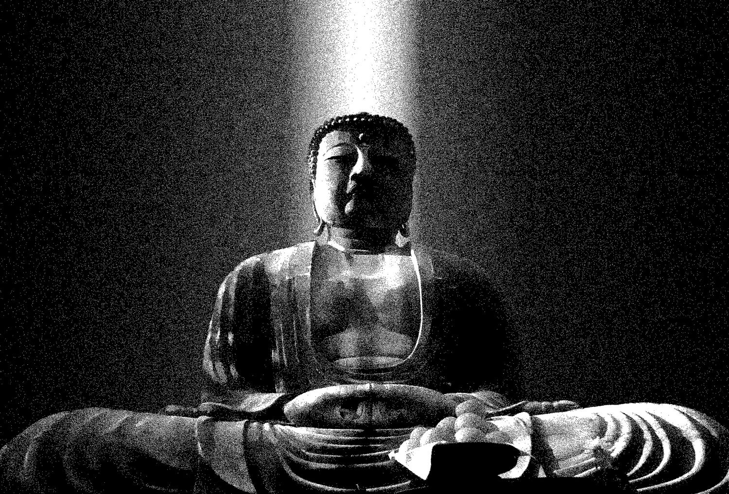 The Daibutsu Buddha at Kamakura #7 - Here it is, reduced to a halftone -- just black and white dots. - The Daibutsu Buddha at Kamakura - shot in Kodachrome with a canon SLR with a 19mm lens - Tony Karp, design, art, photography, techno-impressionist, techno-impressionism, aerial photography , drone , drones , dji , mavic pro , video , 3D printing - Books -