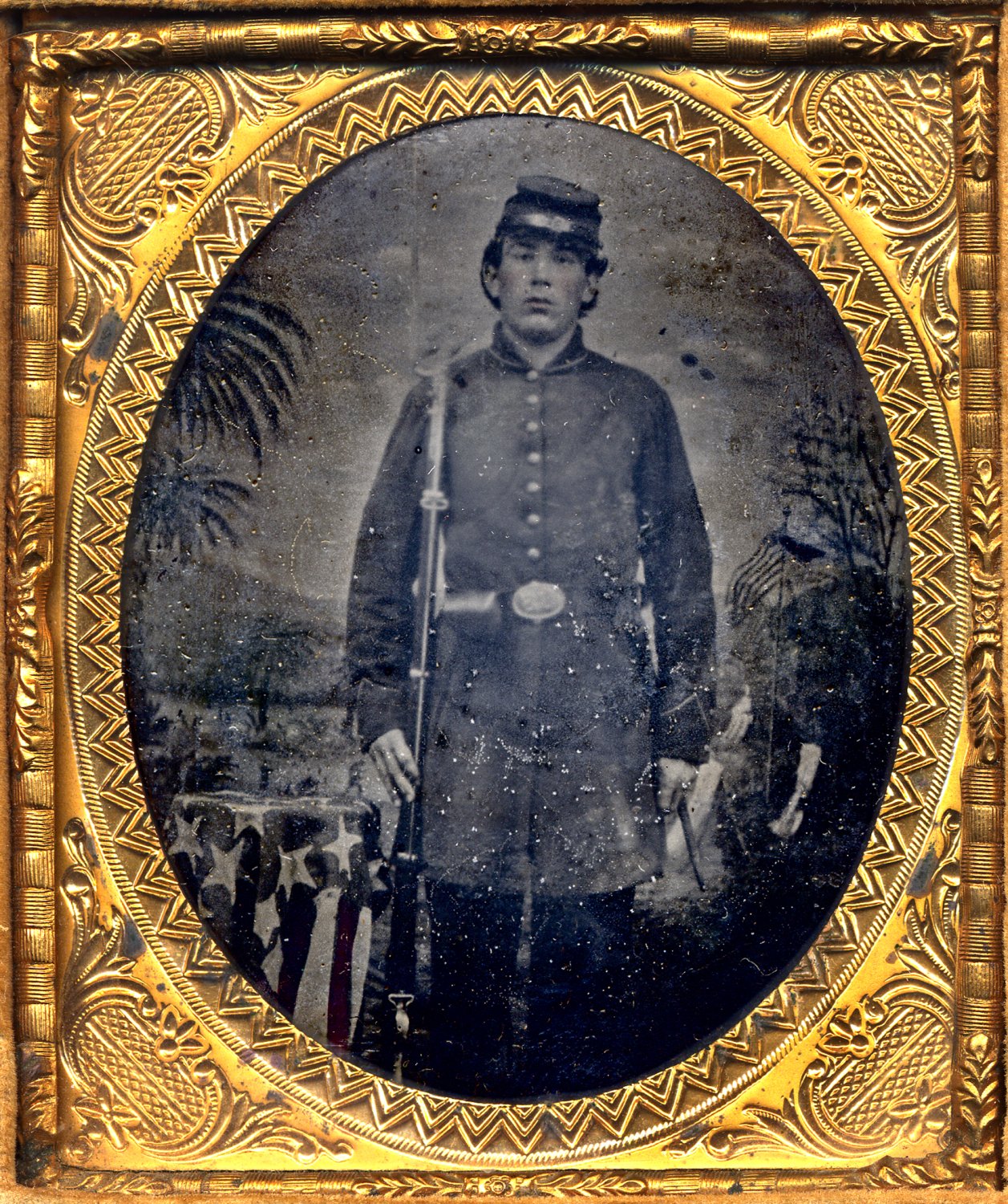  - Civil War soldier, probably Union, judging by the flag, from my private collection of daguerreotypes/tintypes. - Tony Karp, design, art, photography, techno-impressionist, techno-impressionism, aerial photography , drone , drones , dji , mavic pro , video , 3D printing - Books -