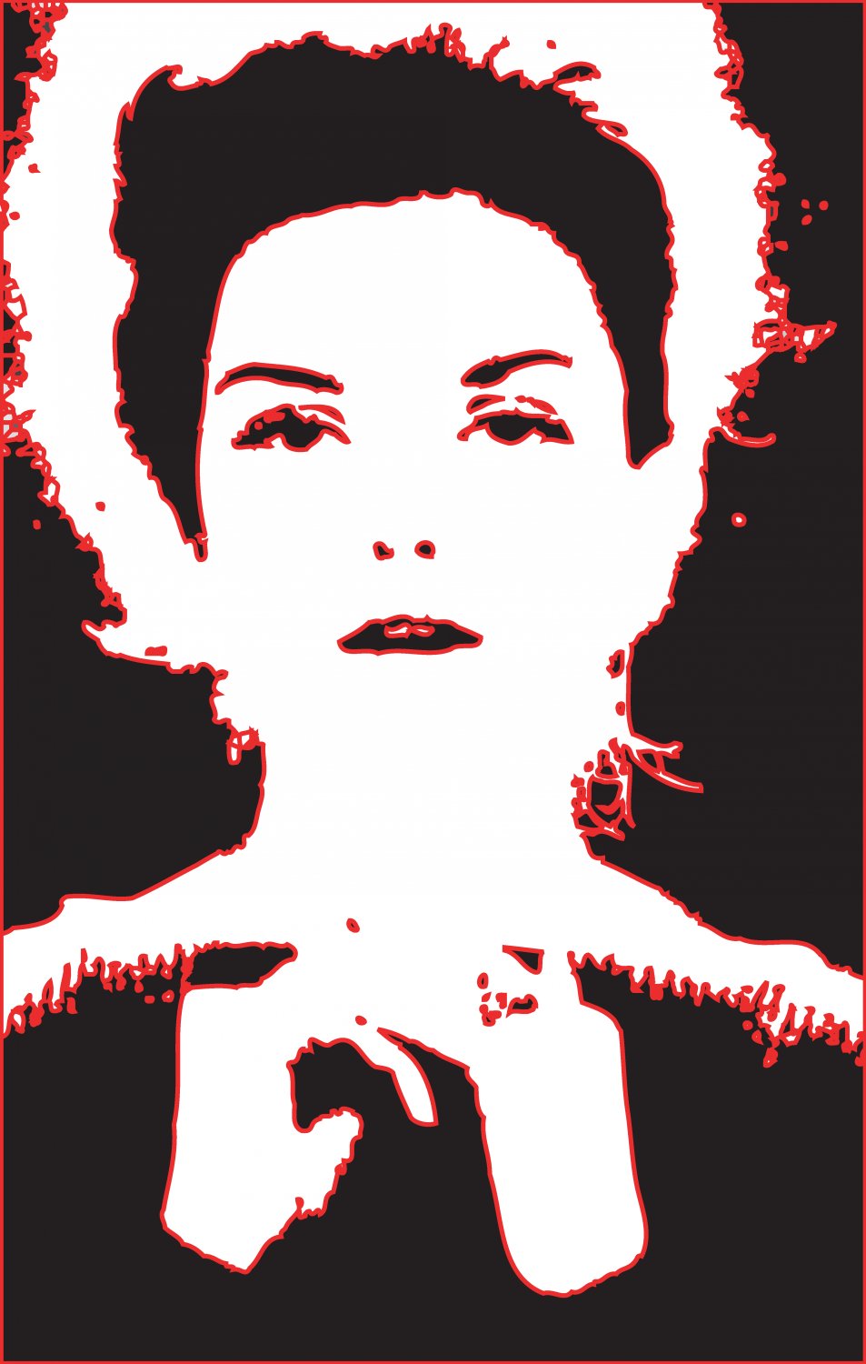  - Once in PostScript, I gave the shapes a nice red outline - A portrait of Donna Mitchell as a young model - 1962 - Tony Karp, design, art, photography, techno-impressionist, techno-impressionism, aerial photography , drone , drones , dji , mavic pro , video , 3D printing - Books -