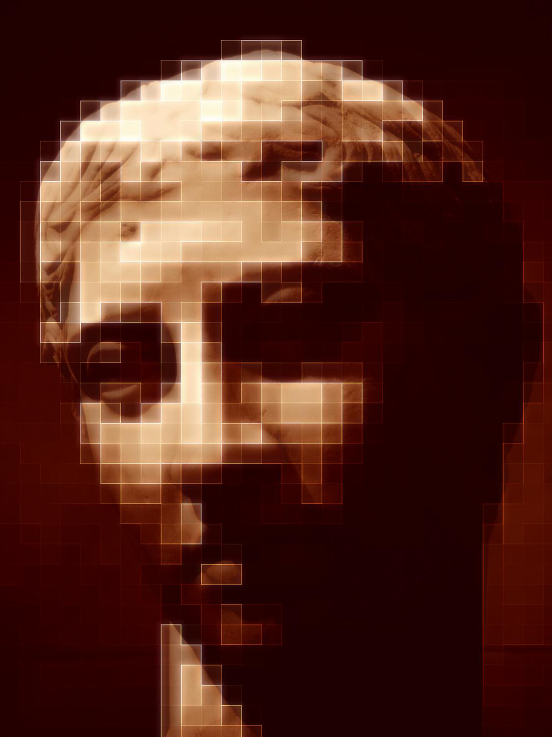 Greek statue with mosaic overlay - - A hybrid image - Sony DMC-F707 - infrared - Metropolitan Museum New York City - Tony Karp, design, art, photography, techno-impressionist, techno-impressionism, aerial photography , drone , drones , dji , mavic pro , video , 3D printing - Books -
