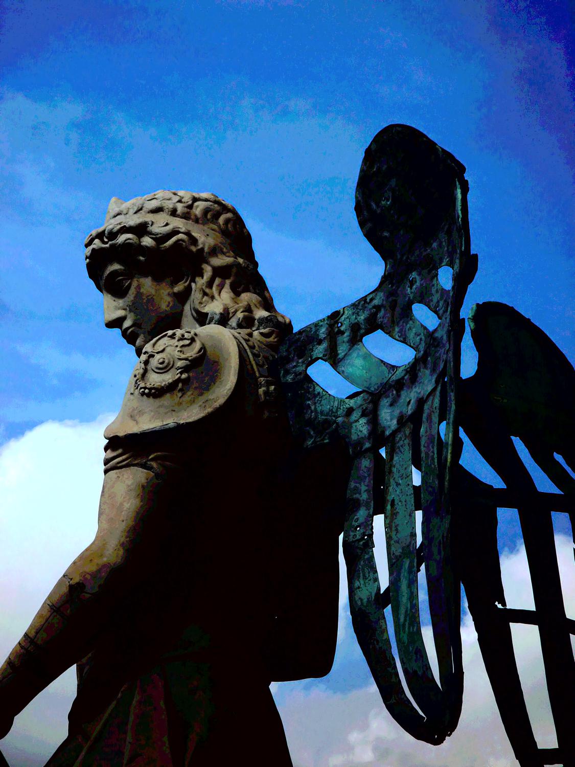 Angel at Castel Sant'Angelo #5 - - Photography becomes art - Making an angel - Angel at Castel Sant'Angelo - Rome, Italy - The archangel Michael decided to sheath his sword and stop killing Romans with plague--this statue by Raffaello da Montelupo (15041566) commemorates the end of an epidemic in 590. - Sony DSC-F707 - Tony Karp, design, art, photography, techno-impressionist, techno-impressionism, aerial photography , drone , drones , dji , mavic pro , video , 3D printing - Books -