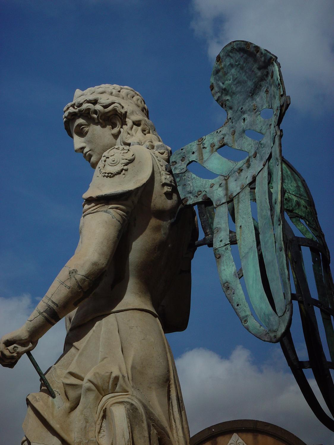 Angel at Castel Sant'Angelo #3 - - Photography becomes art - Making an angel - Angel at Castel Sant'Angelo - Rome, Italy - The archangel Michael decided to sheath his sword and stop killing Romans with plague--this statue by Raffaello da Montelupo (15041566) commemorates the end of an epidemic in 590. - Sony DSC-F707 - Tony Karp, design, art, photography, techno-impressionist, techno-impressionism, aerial photography , drone , drones , dji , mavic pro , video , 3D printing - Books -