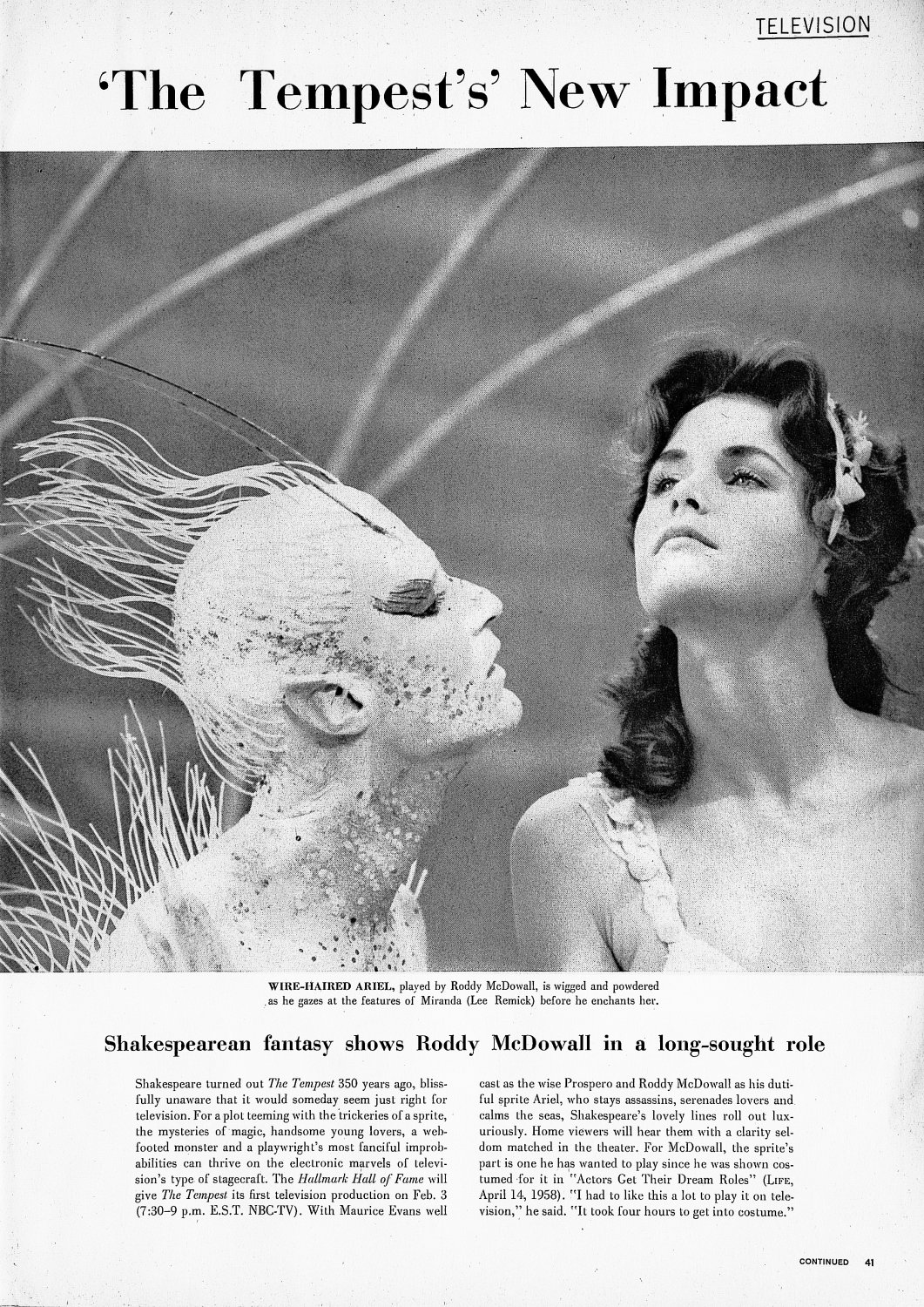  - Roddy McDowall and Lee Remick in the shot that made it into Life Magazine - Shakespeare - The Tempest - Richard Burton - Maurice Evans - Lee Remick - Roddy McDowall - NBC Television - Hallmark Hall of Fame - Tony Karp, design, art, photography, techno-impressionist, techno-impressionism, aerial photography , drone , drones , dji , mavic pro , video , 3D printing - Books -