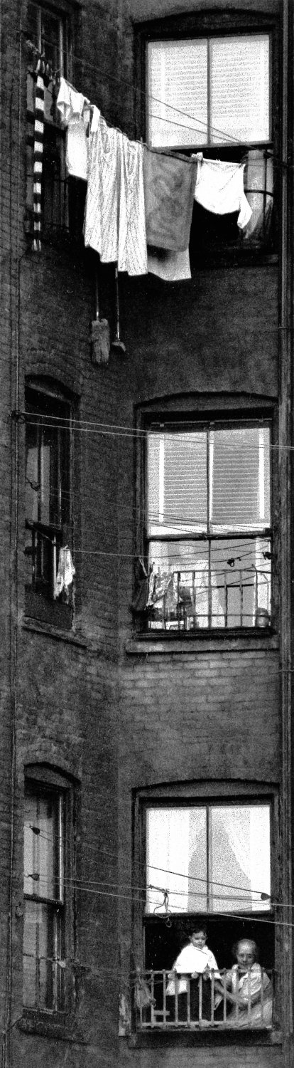  - Tenement windows, circa 1959. - Photojournalism - Life Magazine - Black and white photography - Canon rangefinder and SLR cameras - Tony Karp, design, art, photography, techno-impressionist, techno-impressionism, aerial photography , drone , drones , dji , mavic pro , video , 3D printing - Books -