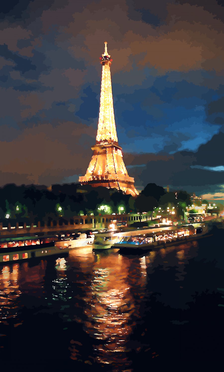  - Paris at night. The lights of the Eiffel Tower reflected in the Seine. - Paris, eiffel tower - Tony Karp, design, art, photography, techno-impressionist, techno-impressionism, aerial photography , drone , drones , dji , mavic pro , video , 3D printing - Books -