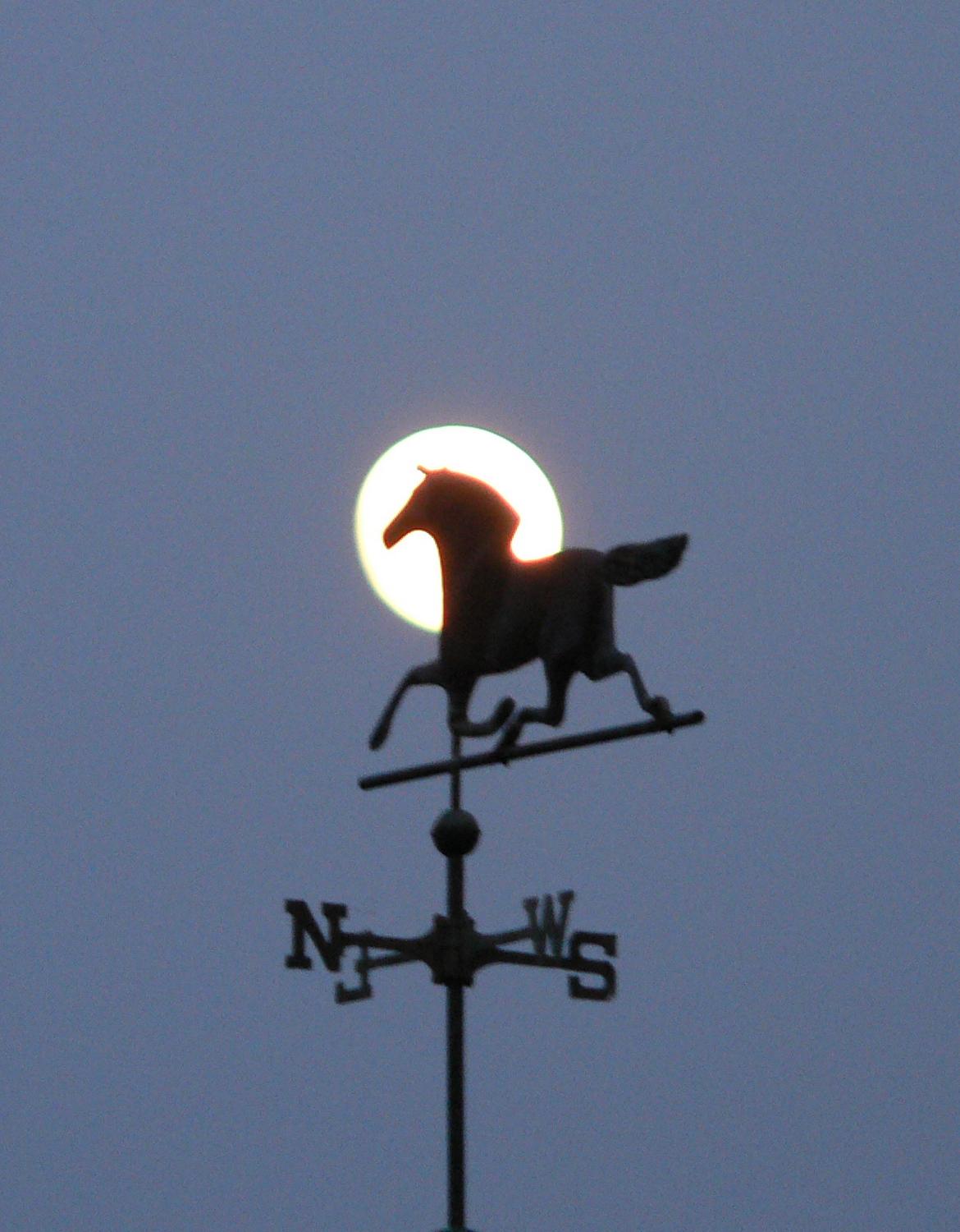 Moon against a horse weathervane - A tribute to the Apollo 11 astronauts - Tony Karp, design, art, photography, techno-impressionist, techno-impressionism, aerial photography , drone , drones , dji , mavic pro , video , 3D printing - Books -