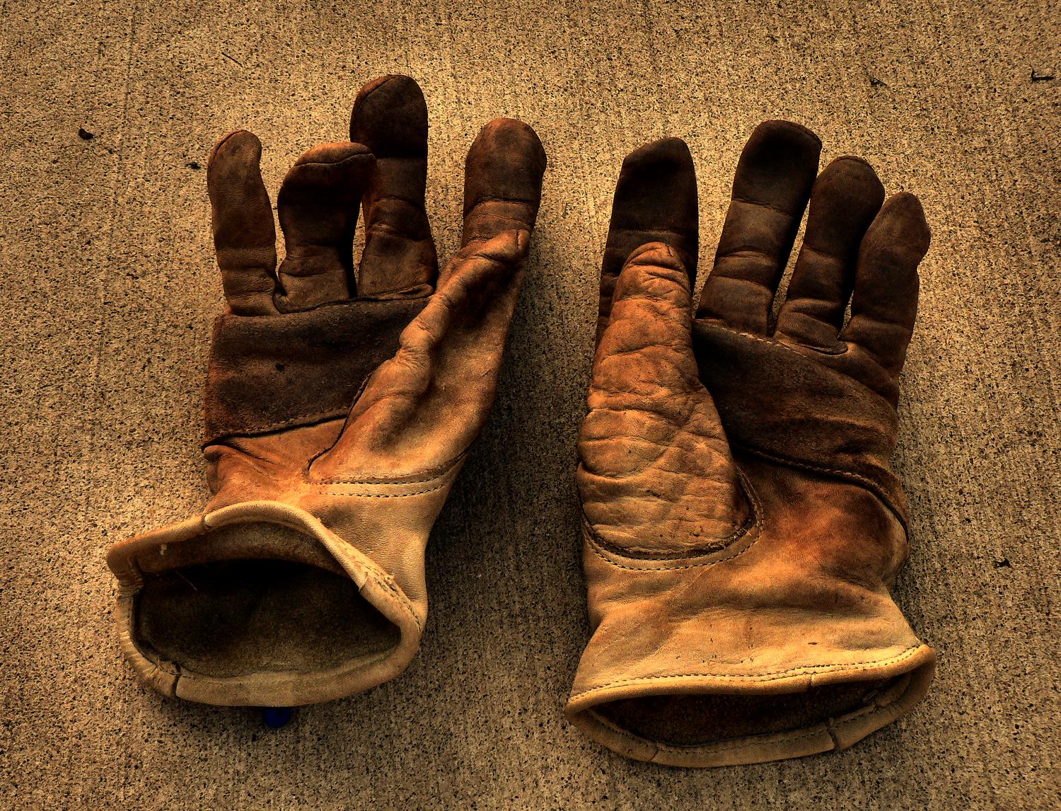 a pair of leather work gloves on cement - The Hobbitt's gloves - Tony Karp, design, art, photography, techno-impressionist, techno-impressionism, aerial photography , drone , drones , dji , mavic pro , video , 3D printing - Books -