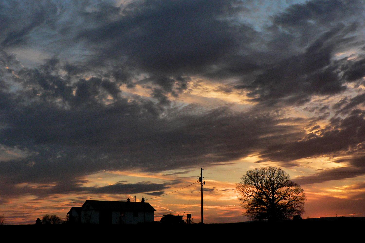  - A dramatic sunset to show off the farmhouse, the tractor, and the tree. -  - Panasonic DMC-FZ5 - Tony Karp, design, art, photography, techno-impressionist, techno-impressionism, aerial photography , drone , drones , dji , mavic pro , video , 3D printing - Books -