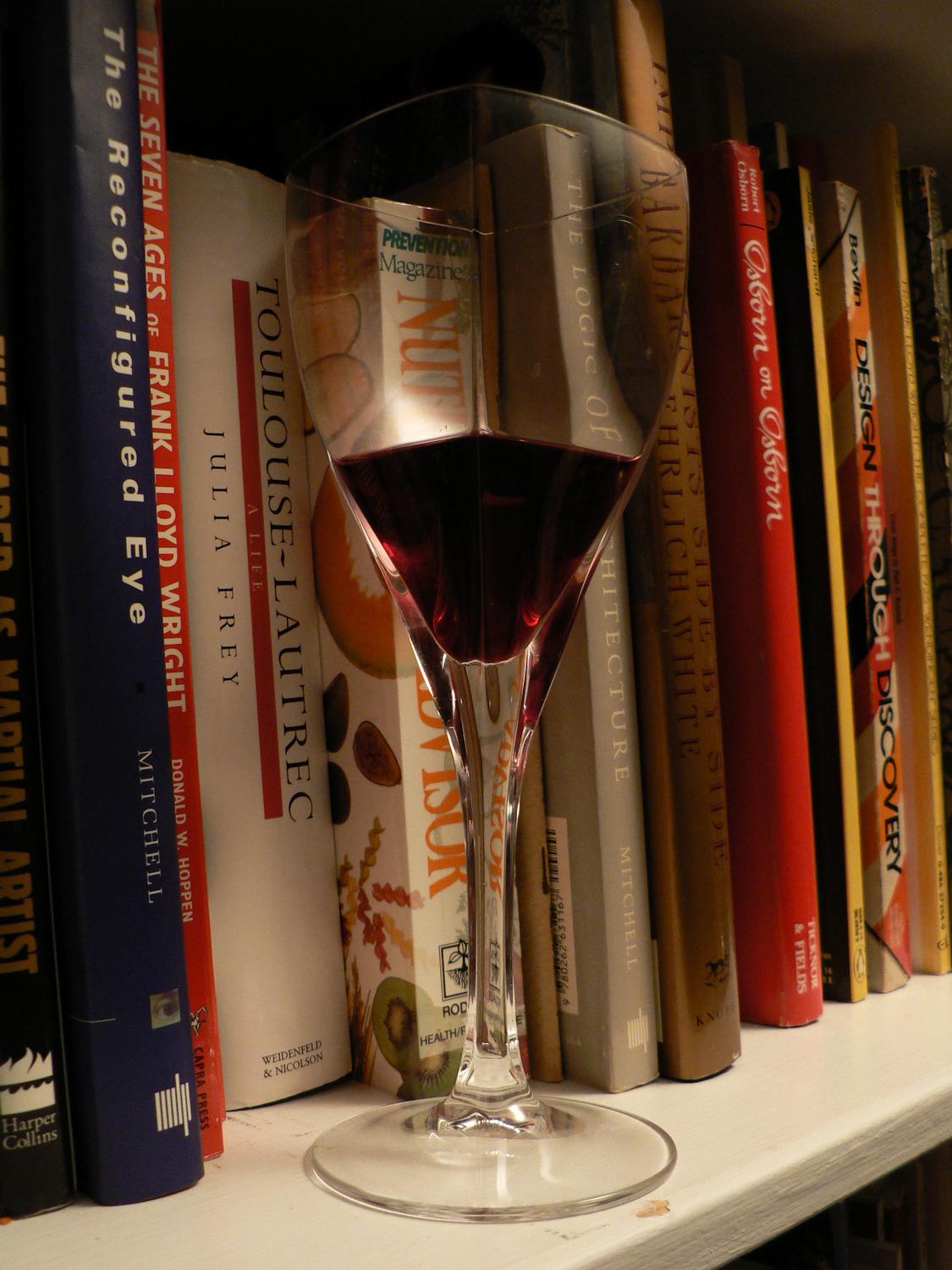 a glass of wine on a bookshelf in the library - In the library after the books arrived - Tony Karp, design, art, photography, techno-impressionist, techno-impressionism, aerial photography , drone , drones , dji , mavic pro , video , 3D printing - Books -