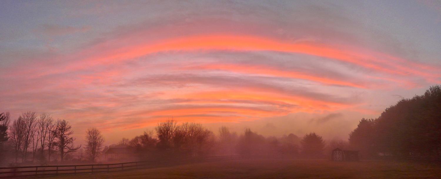 panorama of a striped sunset - Sunset in fog in the field behind my house - Panasonic DMC-FZ18 - Tony Karp, design, art, photography, techno-impressionist, techno-impressionism, aerial photography , drone , drones , dji , mavic pro , video , 3D printing - Books -