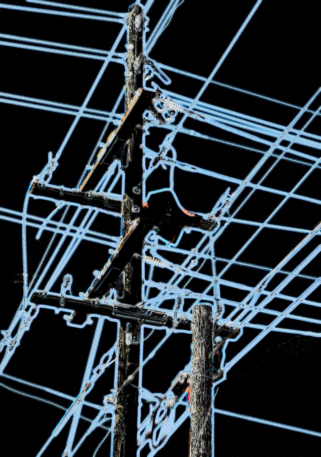 power lines white against a black sky - They're building a new substation near us - Panasonic DMC-FZ18 - Tony Karp, design, art, photography, techno-impressionist, techno-impressionism, aerial photography , drone , drones , dji , mavic pro , video , 3D printing - Books -