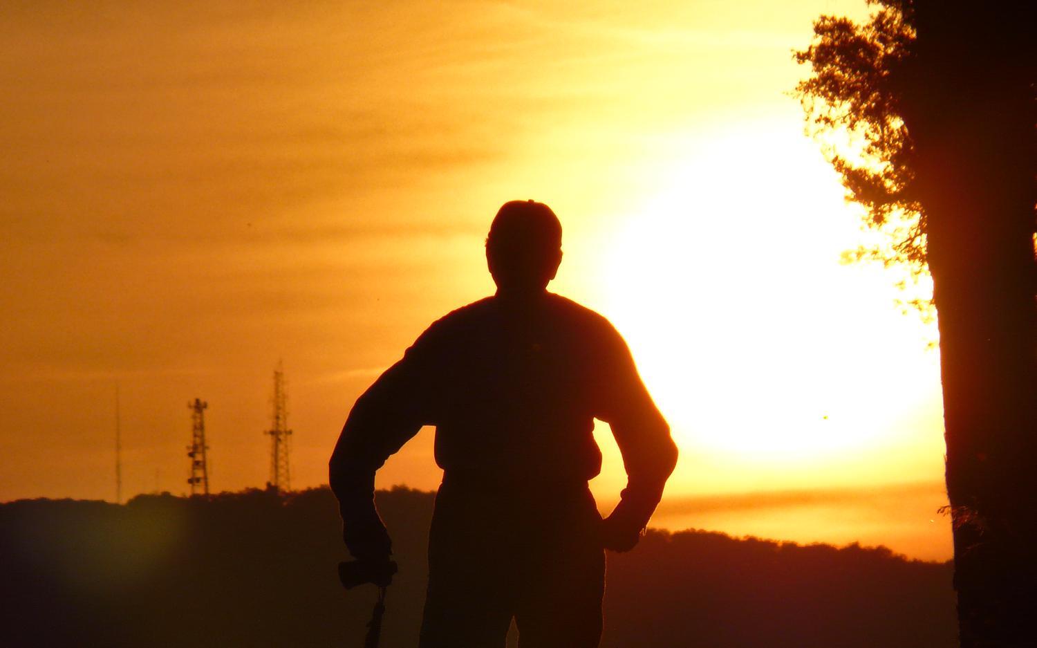 Portrait of the artist facing into the sunset - by Marilyn Karp - Portrait of the artist contemplating the sunset over Bull Run Mountain - Tony Karp, design, art, photography, techno-impressionist, techno-impressionism, aerial photography , drone , drones , dji , mavic pro , video , 3D printing - Books -