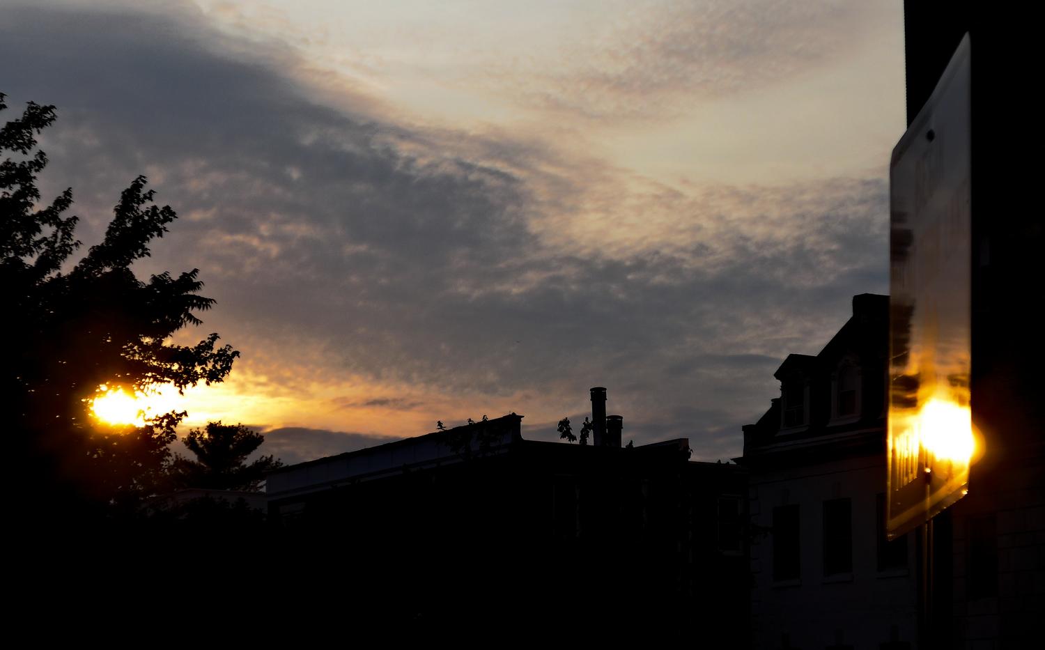  - The sunset on the left is reflected by the traffic sign on the right. - Adams Morgan, Washington DC, Panasonic DMC-LF1, Mediterranean Bistro, sunset - Tony Karp, design, art, photography, techno-impressionist, techno-impressionism, aerial photography , drone , drones , dji , mavic pro , video , 3D printing - Books -