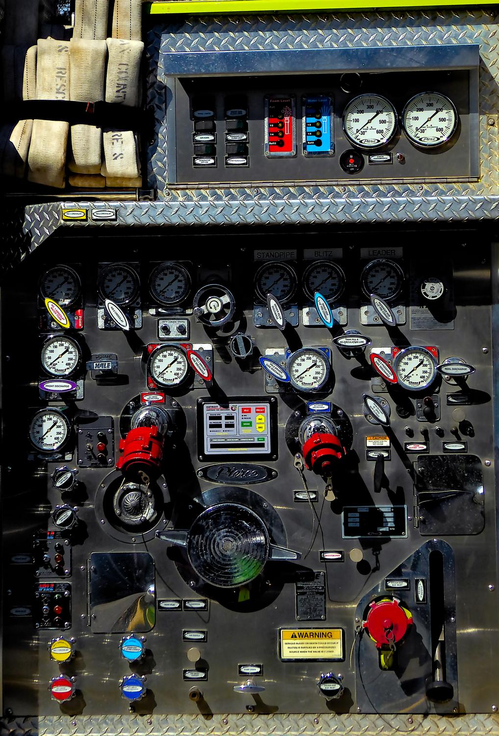  - Lots of valves and gauges on the side of this fire truck. - Panasonic DMC-ZS40, DMC-ZS50, DMC-LF1 - Tony Karp, design, art, photography, techno-impressionist, techno-impressionism, aerial photography , drone , drones , dji , mavic pro , video , 3D printing - Books -