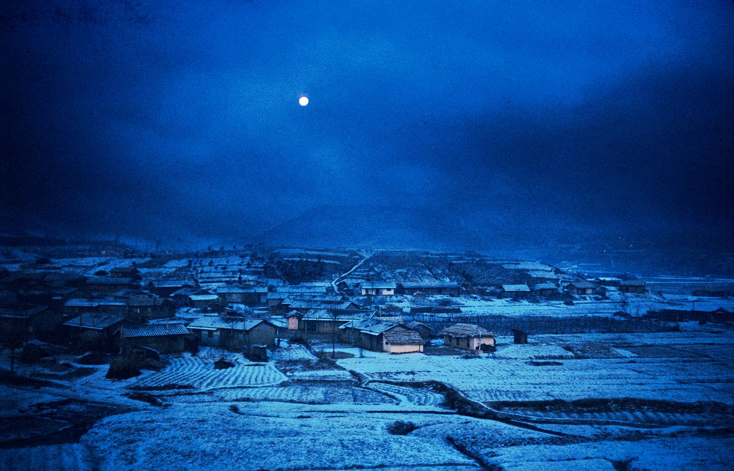 moonlit winter scene in Korea - Night falls on Uijongbu, Korea -1964 - Kodachrome - Tony Karp, design, art, photography, techno-impressionist, techno-impressionism, aerial photography , drone , drones , dji , mavic pro , video , 3D printing - Books -