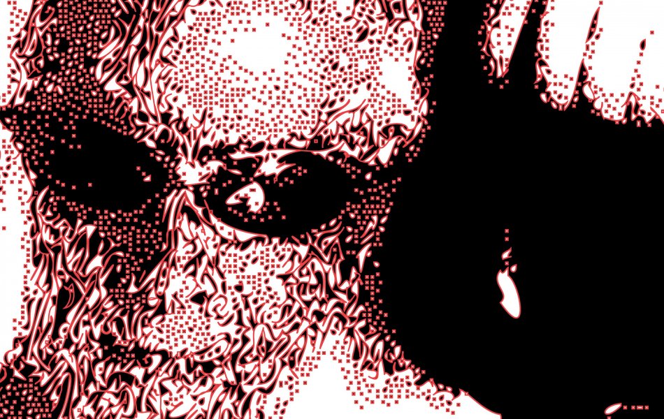  - Syrupy portrait with red outlines <br>--- Click to see DETAIL --- - The Artmuse Variations - Tony Karp Books - Melvin Sokolsky - Tony Karp, design, art, photography, techno-impressionist, techno-impressionism, aerial photography , drone , drones , dji , mavic pro , video , 3D printing - Books -